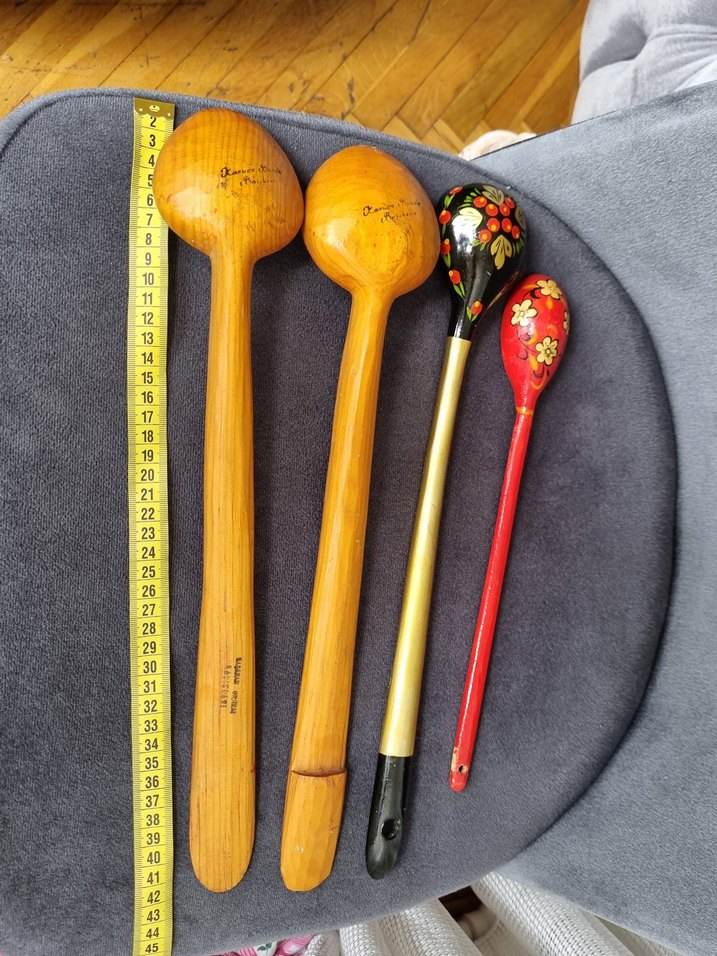 Kırmızı El Boyaması Ahşap Kaşık Seti - Görsel 4
