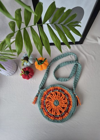 örgü Çok Renkli  Çanta - Görsel 3