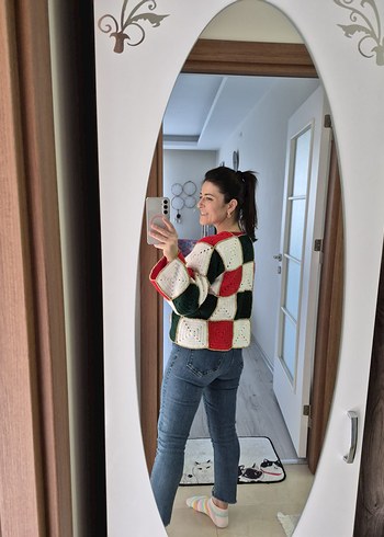 El Örgüsü Kareli Hırka - Görsel 3