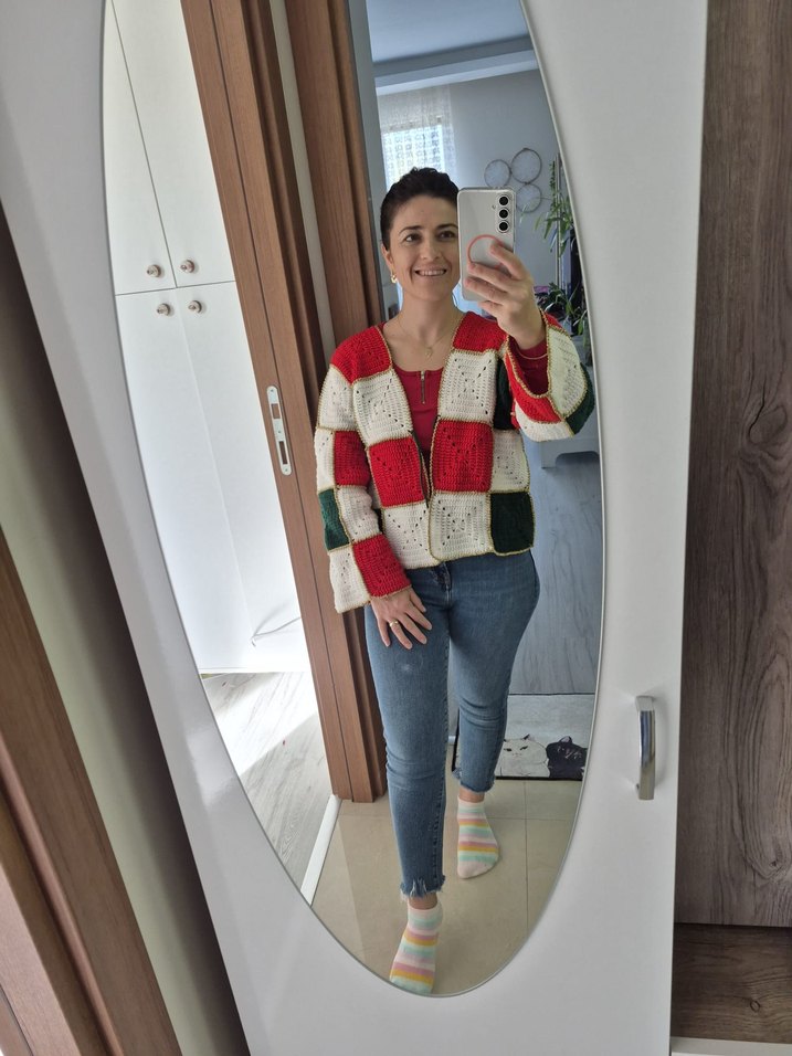 El Örgüsü Kareli Hırka - Görsel 2