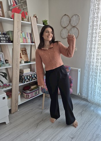 Kadın Bej Örgü Kazak, Rahat Kesim - Görsel 2