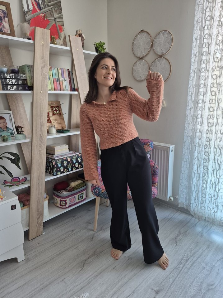 Kadın Bej Örgü Kazak, Rahat Kesim - Görsel 2