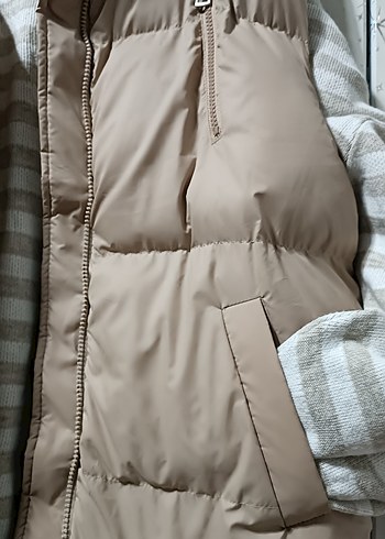 Bej Kadın Kapitone Yelek Kapüşonlu - Görsel 4