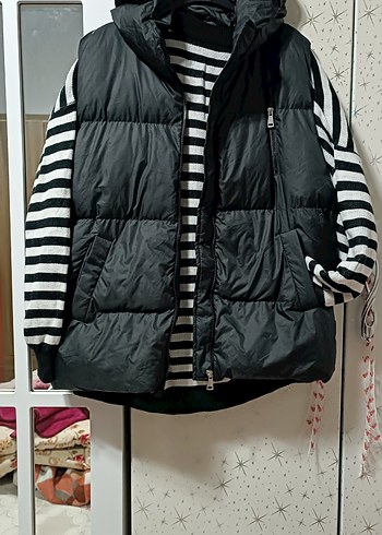 Kemerli Siyah Midi Yelek - Görsel 2