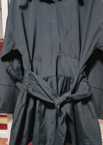 Kemerli Siyah Midi Kadın Gömlek - Görsel 4