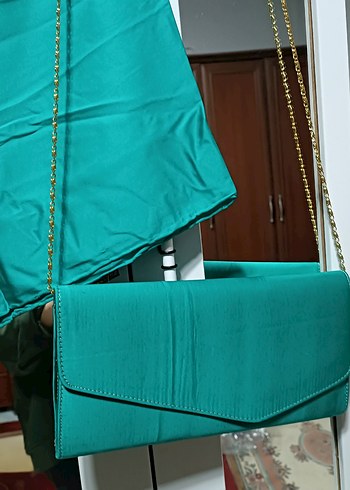 Turkuaz Zincir Detaylı Kadın Portföy Çanta - Görsel 3