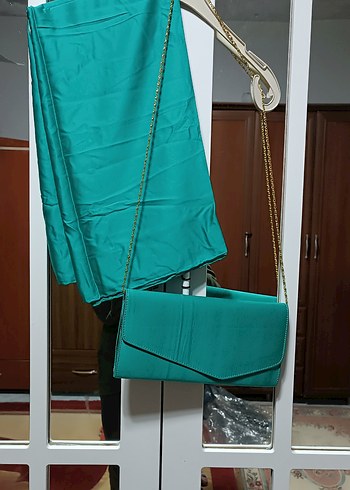 Turkuaz Zincir Detaylı Kadın Portföy Çanta - Görsel 2