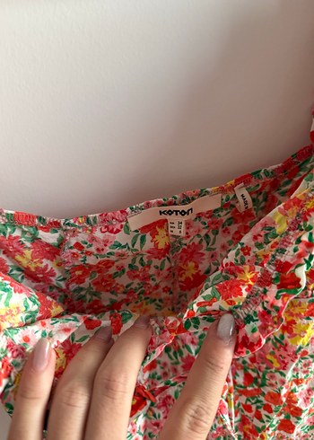 34 Beden çeşitli Renk Renkli Drapeli Mini Bohem Elbise