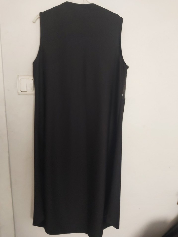 Siyah Uzun Parlak Kadın Yelek - Görsel 3