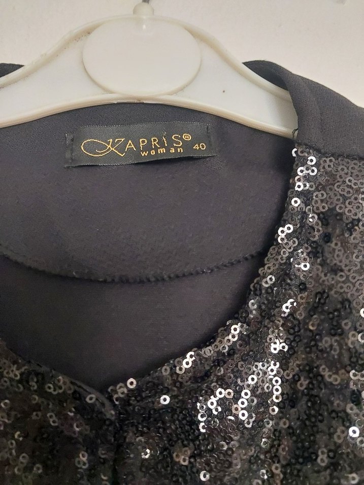 Siyah Uzun Parlak Kadın Yelek - Görsel 2