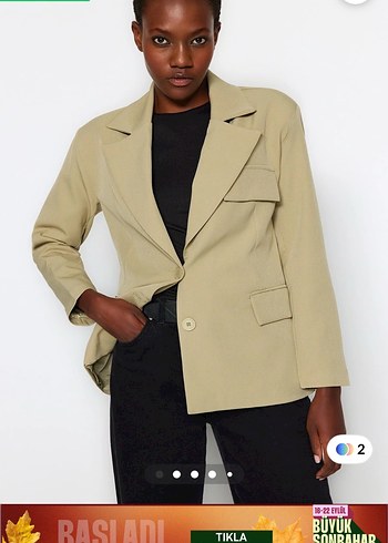 Trendyol & Milla Bej Düğmeli Kadın Blazer Ceket
