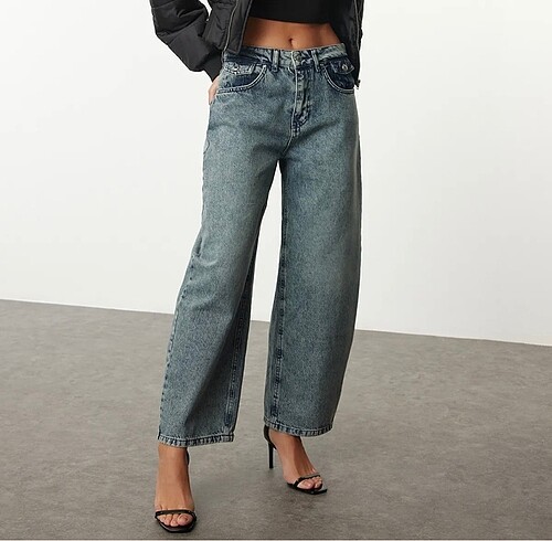 ETİKETLİ YÜKSEL BEL BARREL BAGGY JEANS