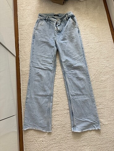 AÇIK MAVİ YÜKSEL BEL WIDE LEG JEANS