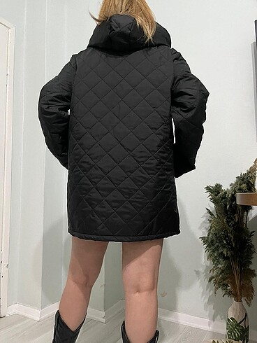 xl Beden siyah Renk Bayan kapitone mont yarım