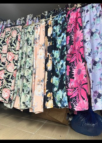xl Beden Kadın Çok Renkli Batik Desenli Uzun pantolon
