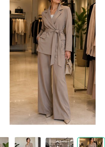Zara Bej Siklik Minimalist Kumas Takim