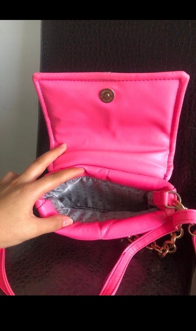 Zincir Detaylı Pembe Deri Kadın Çanta - Görsel 2