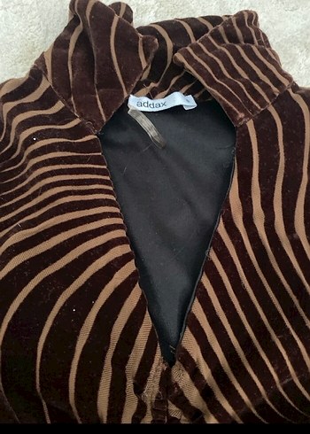 Kahverengi Zebra Desenli Uzun Kollu Triko Elbise - Görsel 3