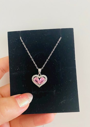 Pembe kalpli Çelik Minimalist Kolye