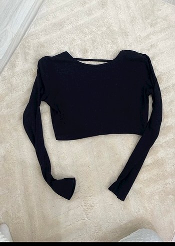 Siyah Kısa Kesim Kadın bluz - Görsel 2