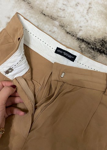 Bej  Kadın Salaş Kumaş Pantolon - Görsel 3