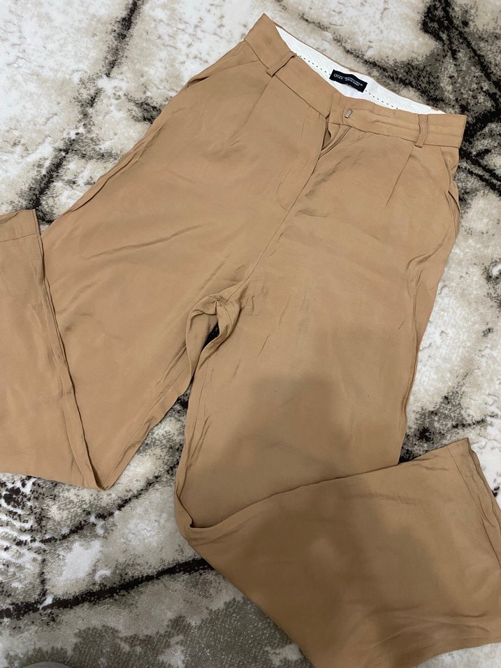 Bej  Kadın Salaş Kumaş Pantolon - Görsel 2