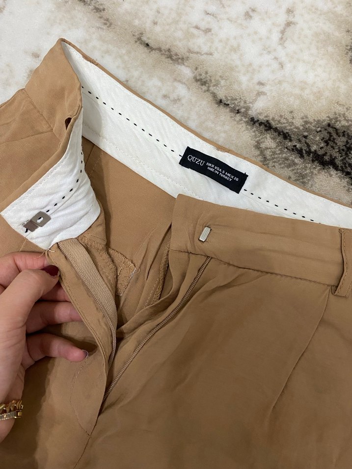 Bej  Kadın Salaş Kumaş Pantolon - Görsel 3