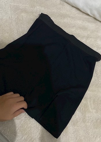 Diğer Siyah Mini yırtmaçlı Etek Dar Kesim