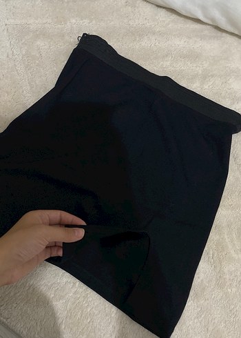 Siyah Mini yırtmaçlı Etek Dar Kesim