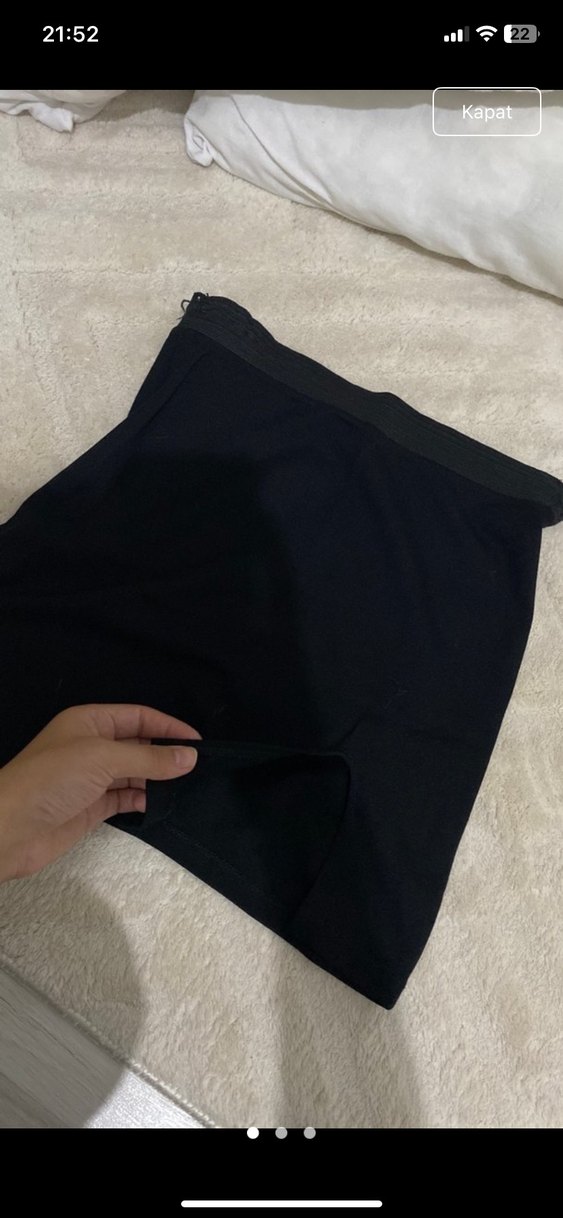 Siyah Mini yırtmaçlı  Etek  Dar Kesim - Görsel 2