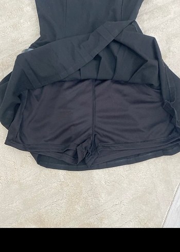 Kemerli Straplez Mini şortlu Siyah Elbise s bedene de uyumludur - Görsel 4