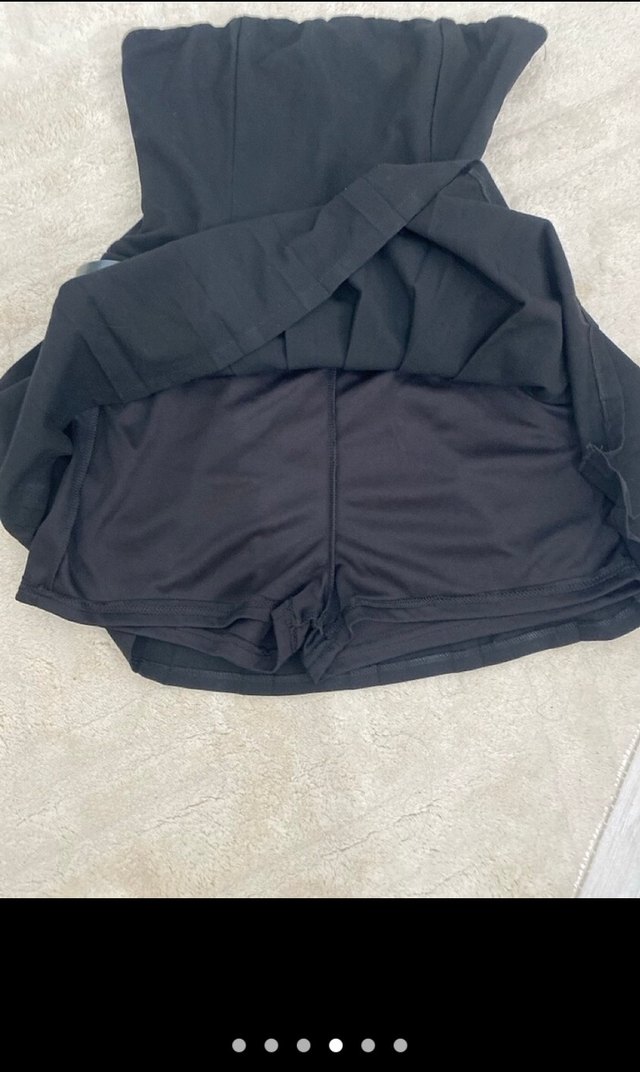 Kemerli Straplez Mini şortlu Siyah Elbise s bedene de uyumludur - Görsel 4