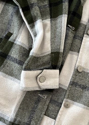 Düğmeli Ekose Gri Kadın ceket - Görsel 5