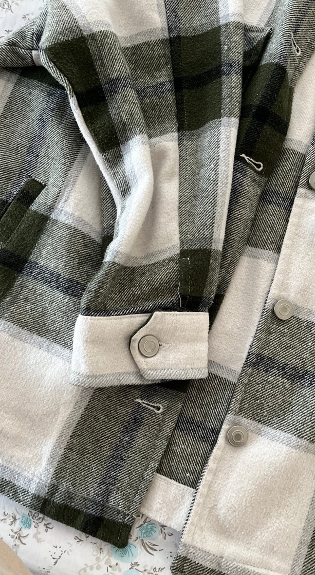 Düğmeli Ekose Gri Kadın ceket - Görsel 5