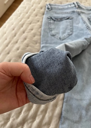 Gri Bağlama Desenli Dar Kesim Kadın Kot Pantolon - Görsel 7