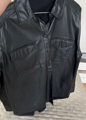 Düğmeli Siyah Deri Kadın Ceket - Görsel 7