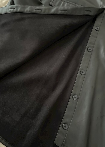 Düğmeli Siyah Deri Kadın Ceket - Görsel 5