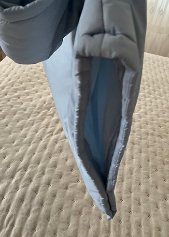 Düğmeli Kapüşonlu Gri Kadın Puff Yelek - Görsel 8