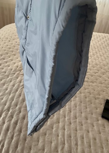 Düğmeli Kapüşonlu Gri Kadın Puff Yelek - Görsel 7