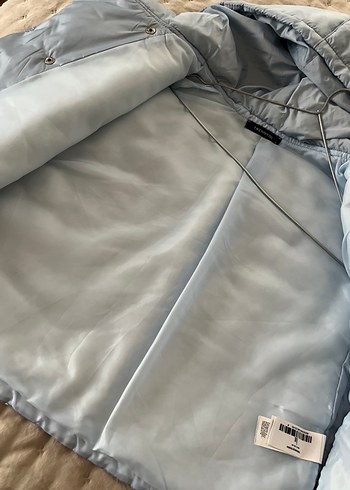 Düğmeli Kapüşonlu Gri Kadın Puff Yelek - Görsel 2