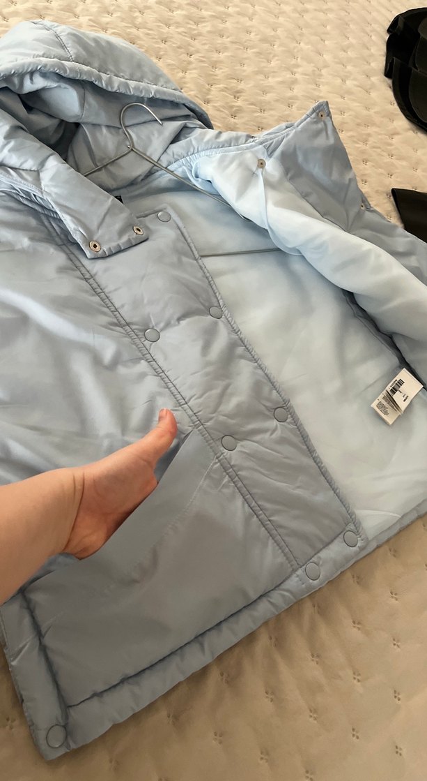 Düğmeli Kapüşonlu Gri Kadın Puff Yelek - Görsel 4