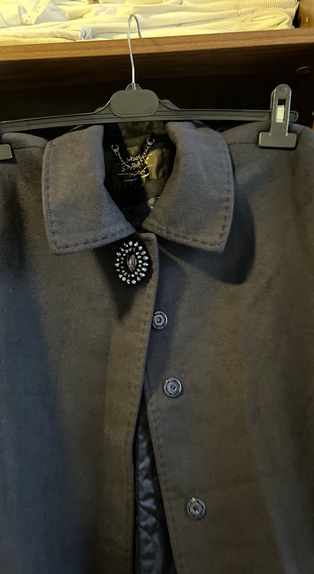 Düğmeli Gri Midi Kaban - Görsel 2