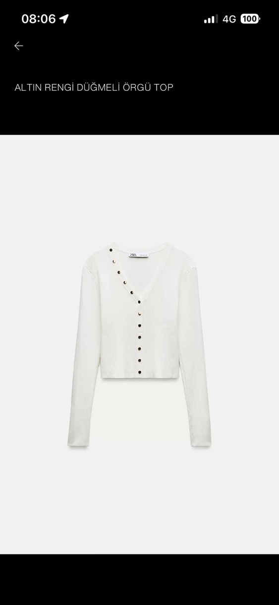 Altın Düğmeli Ekru Mini Hırka - Görsel 2