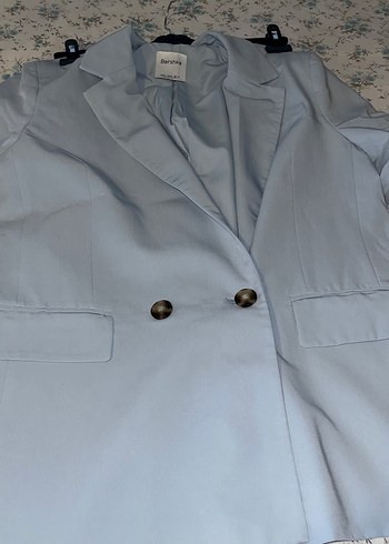 Mavi Düğmeli Kadın Blazer Ceket - Görsel 5