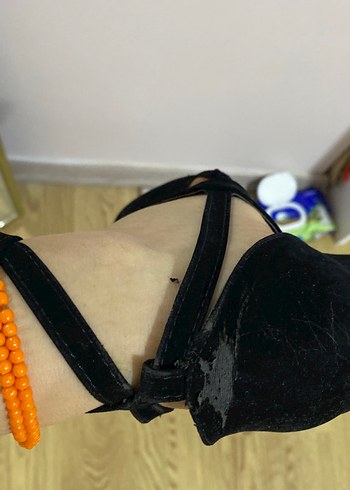 Siyah Çizgili Platform Topuklu Kadın Ayakkabı - Görsel 5