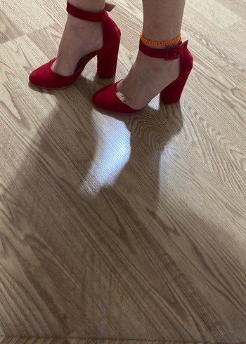 Kırmızı Süet Stiletto Platform Topuklu - Görsel 2