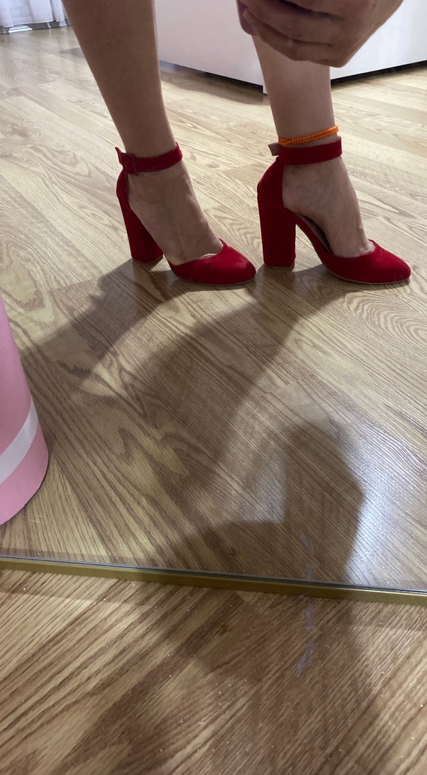 Kırmızı Süet Stiletto Platform Topuklu - Görsel 3