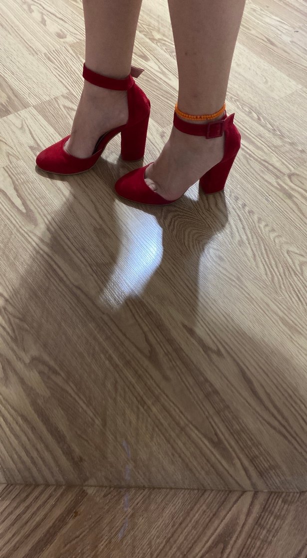 Kırmızı Süet Stiletto Platform Topuklu - Görsel 2