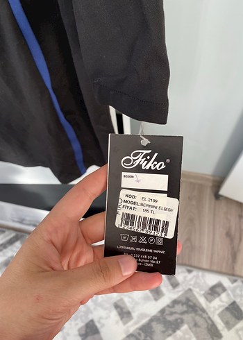 l Beden Uzun Kollu Siyah Ofis Elbisesi