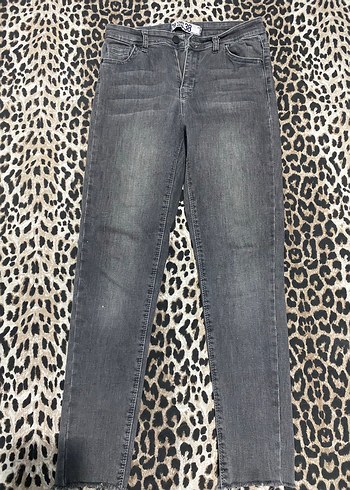 Gri Bağcıklı Kadın Denim Jean